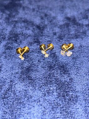 Gold Cubic Zirconia Flat Back Stud Earring Set - Classic Women's Jewelry